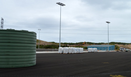 Tank, lights, baseworks, amenities underway.